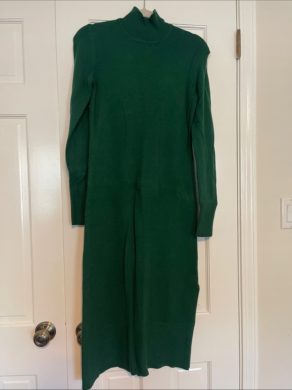 Women's Free Assembly Forest Green Knit Midi Dress with Mock Neck